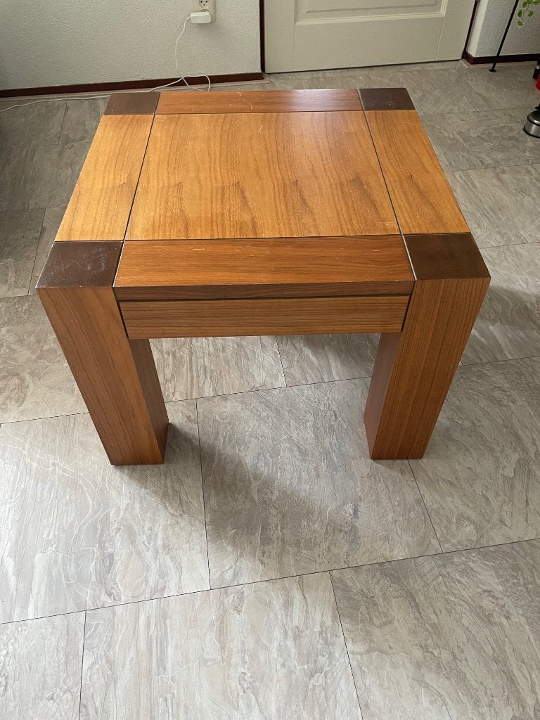 Leuk robuust Hoektafeltje, Huis en Inrichting, Gebruikt, Vierkant, 55 tot 75 cm, Hout