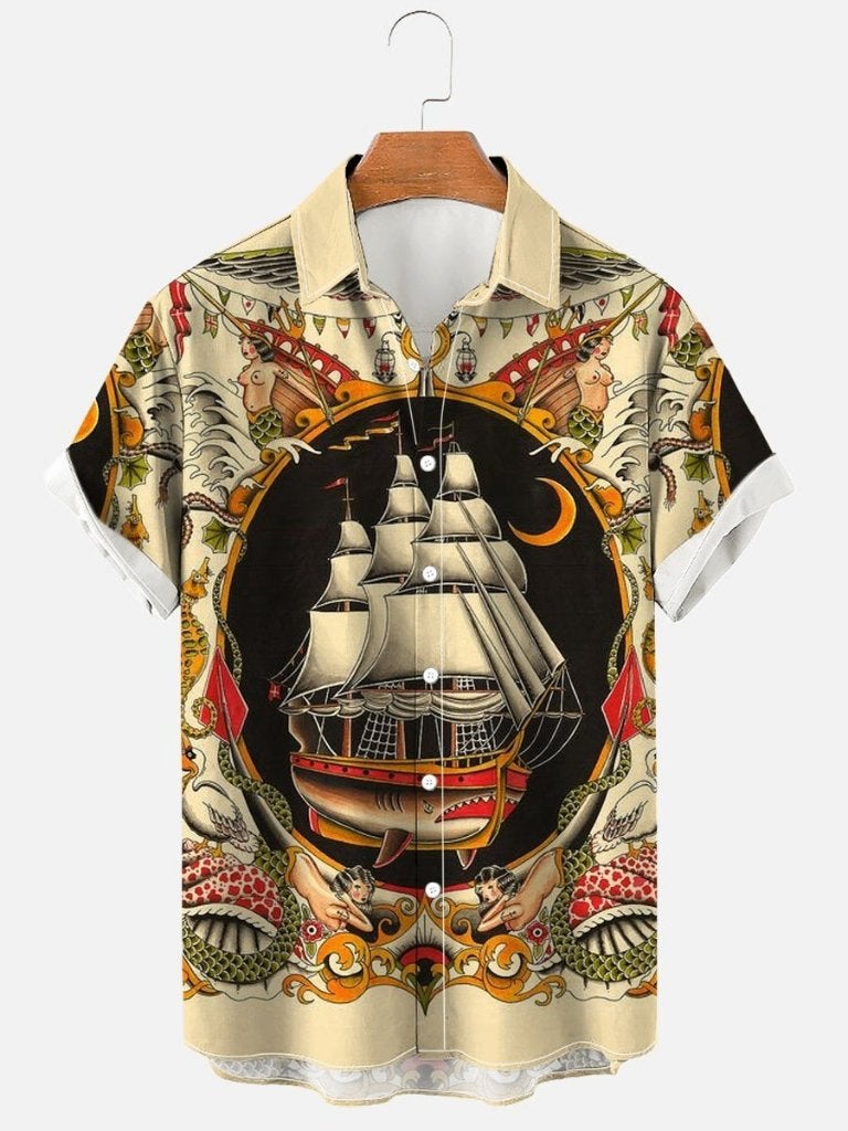 Boot overhemd (heren mannen schipper schip shirt hawaii), Verzenden, Nieuw, Overige halswijdtes