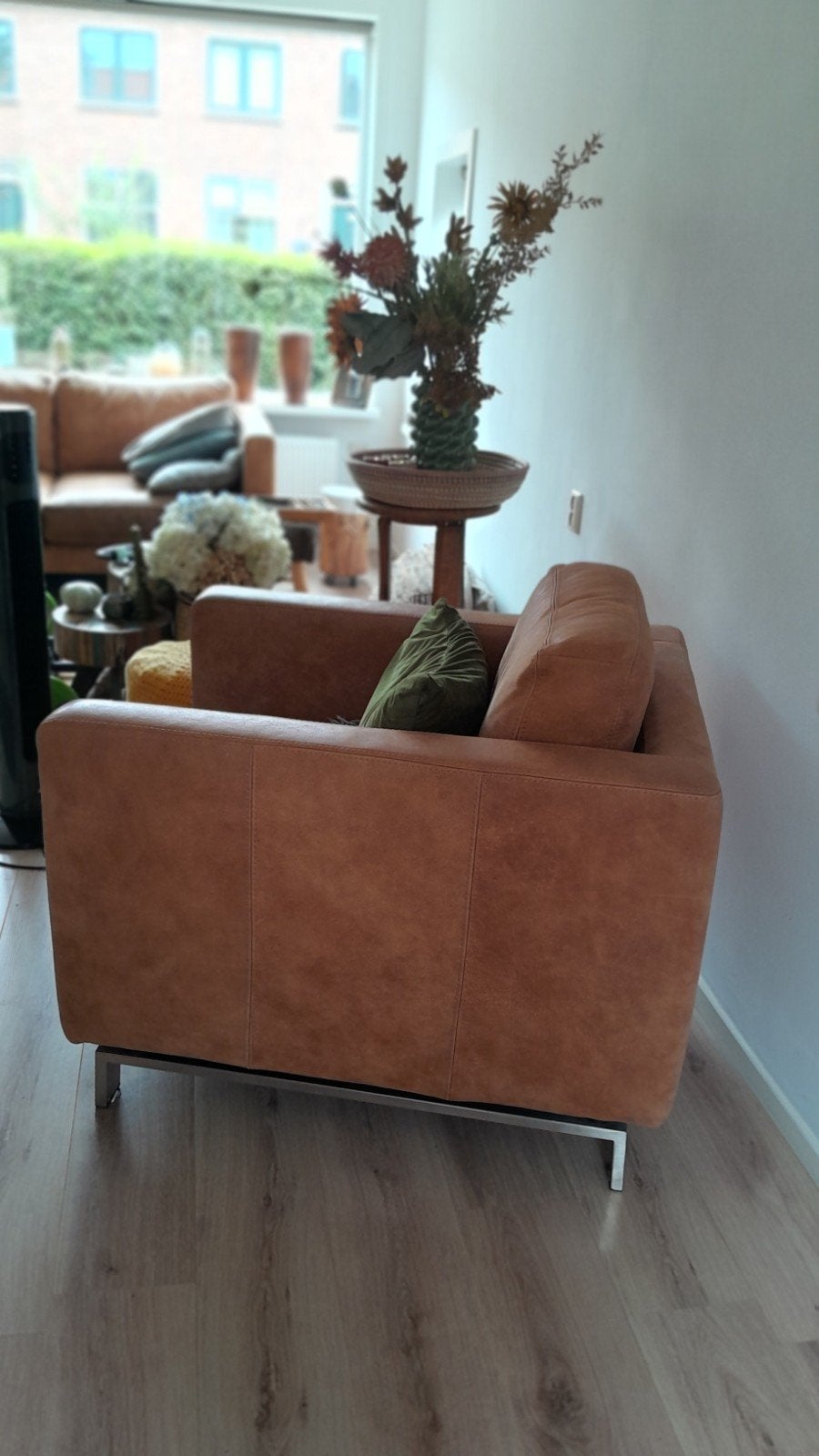 Prachtige leren fauteuil - Bruin tint - Heerlijk zit, Huis en Inrichting, Ophalen, Modern, Comfortabel, Gebruikt, 75 tot 100 cm