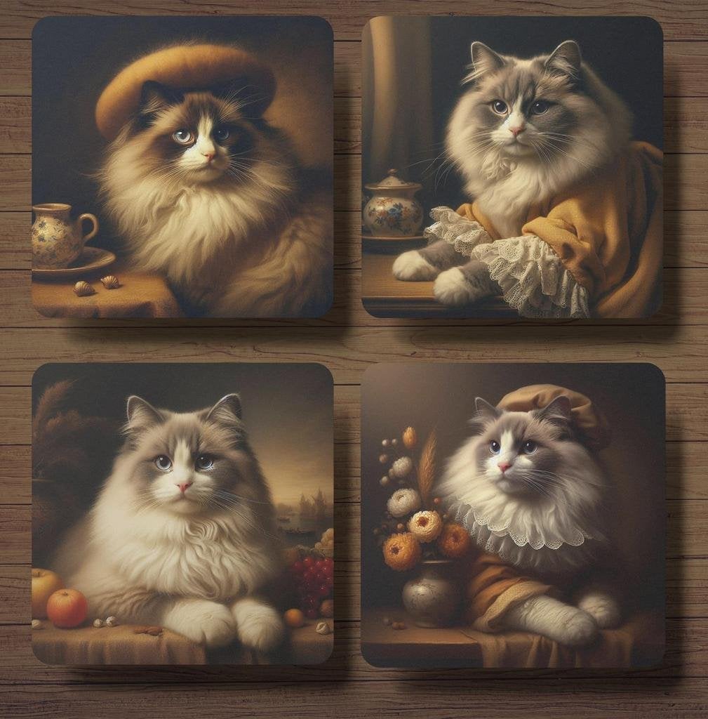 Ragdoll Rembrandt stijl onderzetters met houder, Ophalen of Verzenden, Nieuw