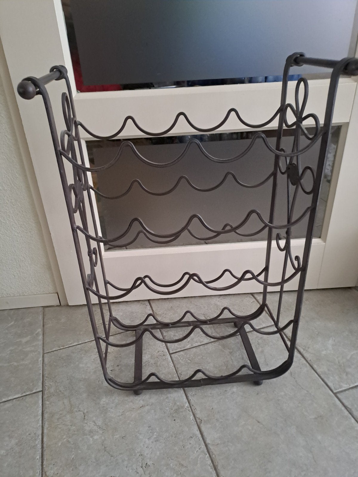 Wijnrek van smeedijzer voor 20 flessen, Huis en Inrichting, Woonaccessoires | Wijnrekken, Ophalen, Metaal