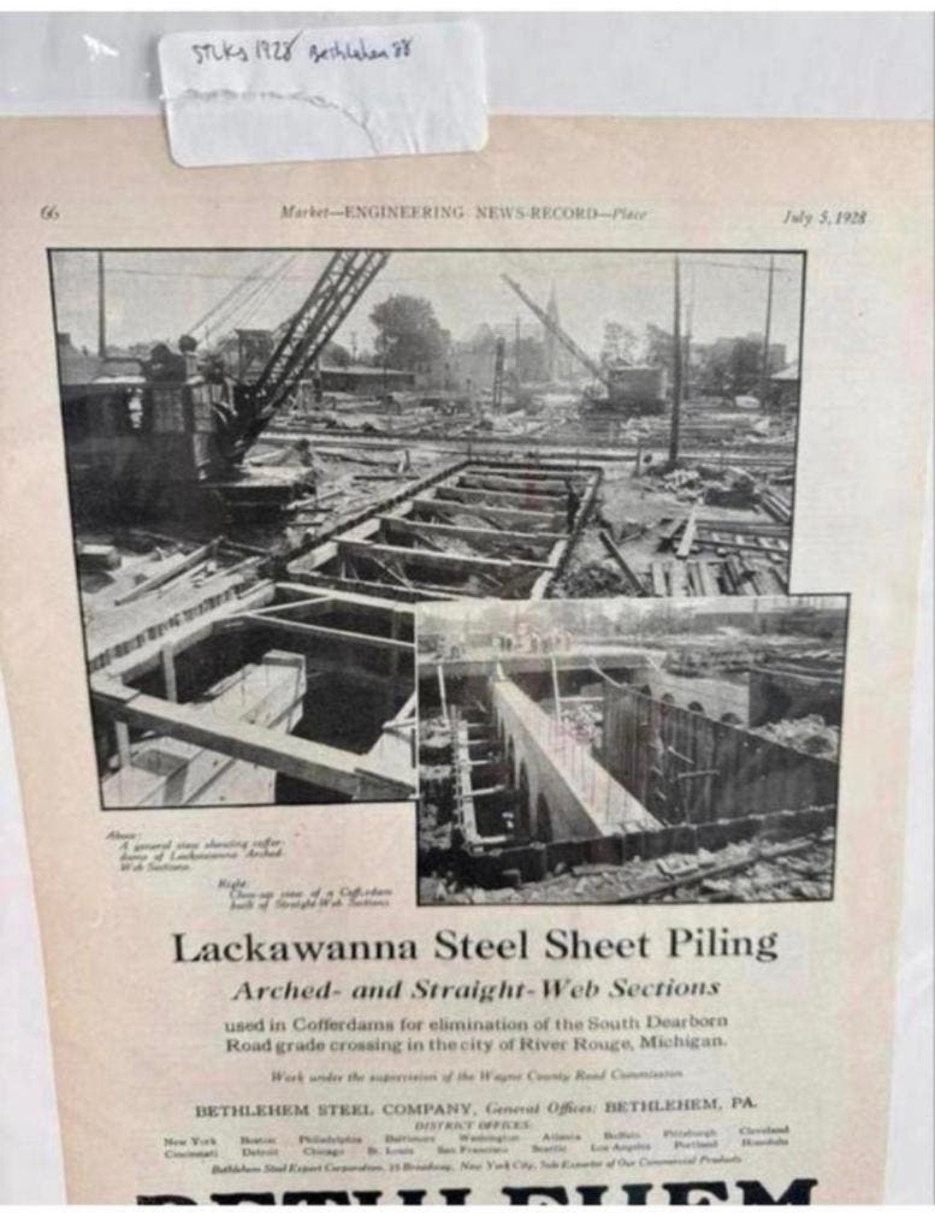 Originele Advertentie Bethlehem Steel 1928 - Lackawanna brug, Ophalen of Verzenden, Buitenland, Tijdschrift