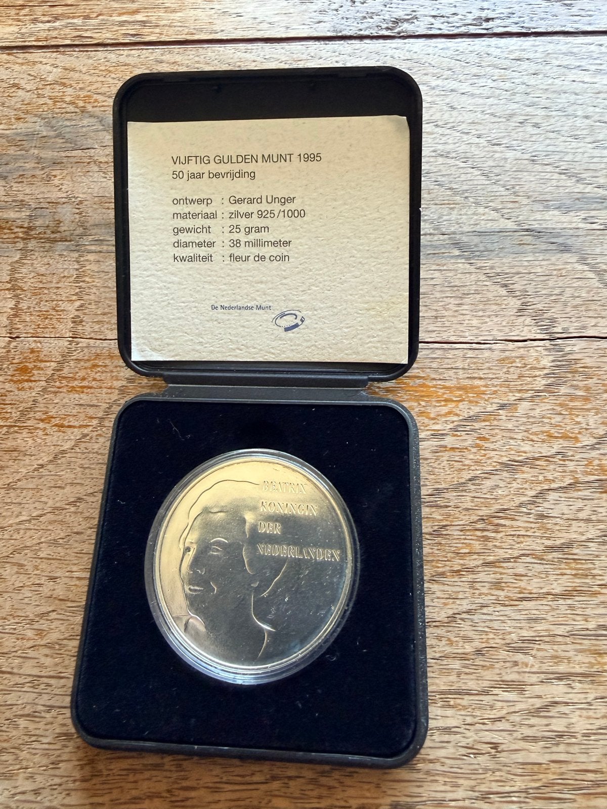 Zilveren 50 gulden 1995 vijtig jaar bevrijding lage oplage, Postzegels en Munten, Koningin Beatrix, Zilver, Ophalen of Verzenden