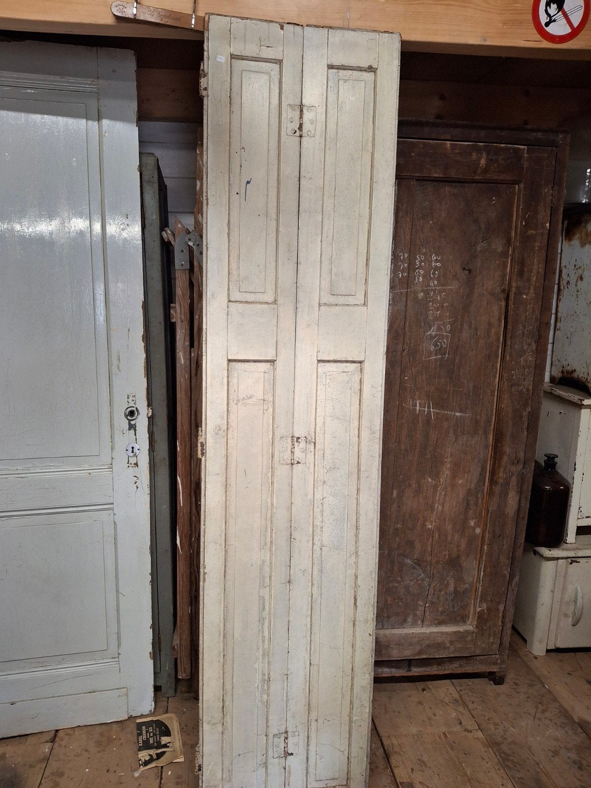 Oud houten luik dubbelluik brocante, Ophalen