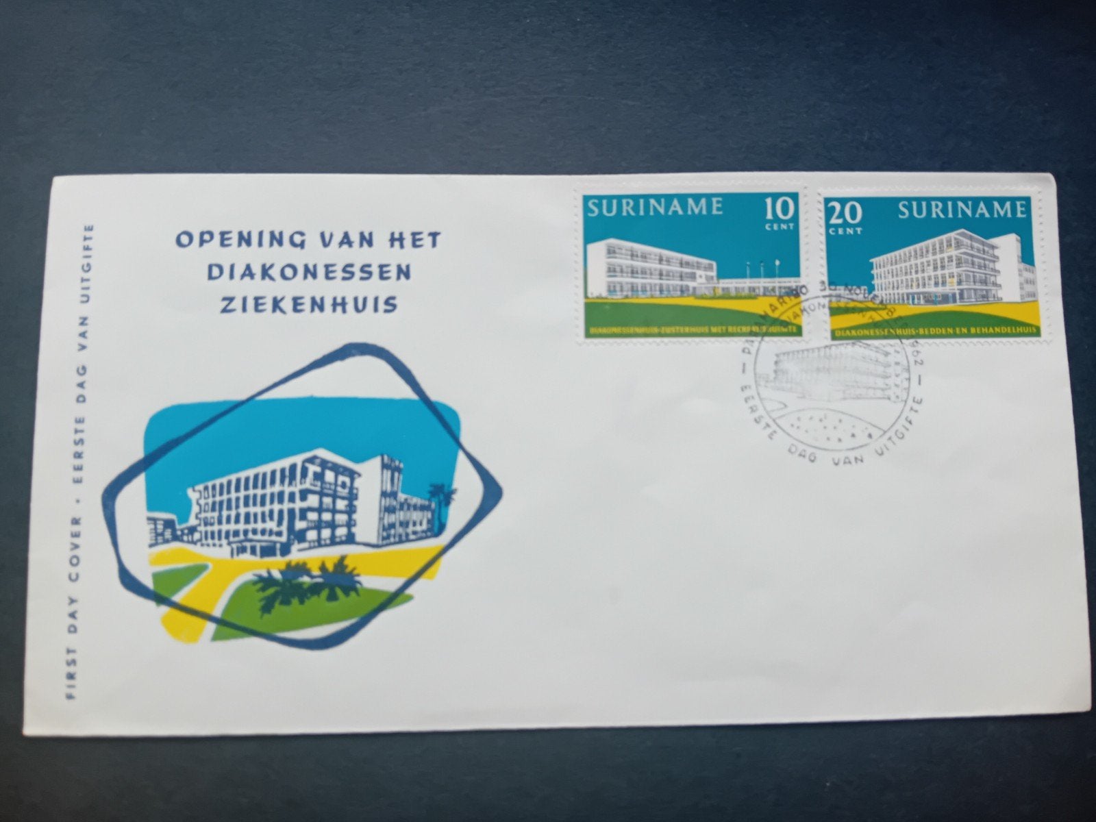 Suriname Eerstedagenvelop Diakonessen Ziekenhuis, Postzegels en Munten, Ophalen of Verzenden, Nederland