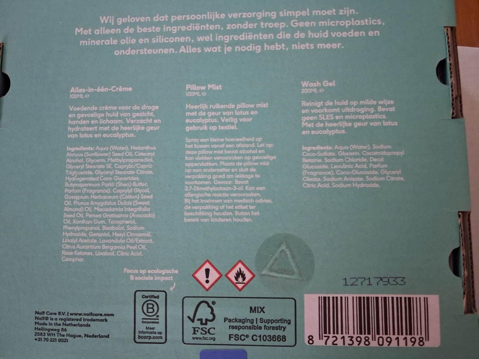 Foto 2 van NAÏF Verzorgingsset:Multipurpose Cream, Pillow Mist, Washge