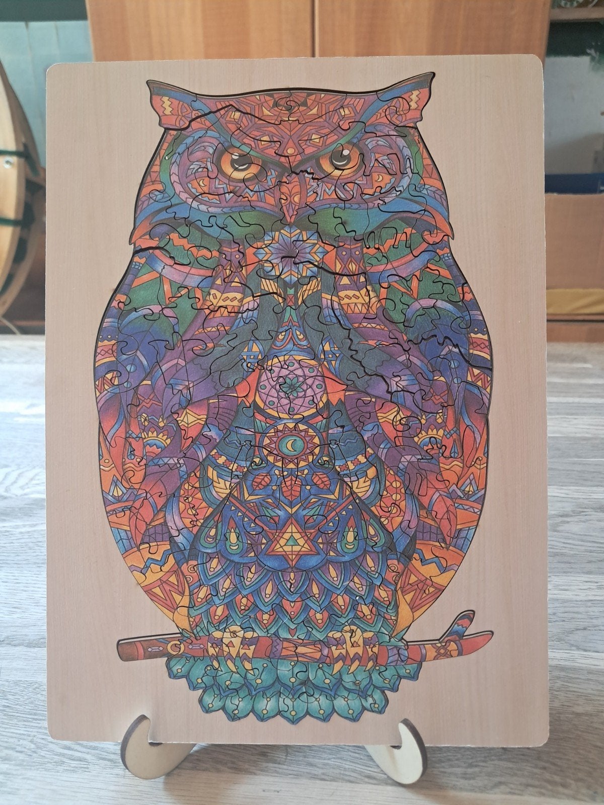 Houten Uil Puzzel - 129 Stukjes - Unieke Vormen, Ophalen, Minder dan 500 stukjes, Zo goed als nieuw, Legpuzzel