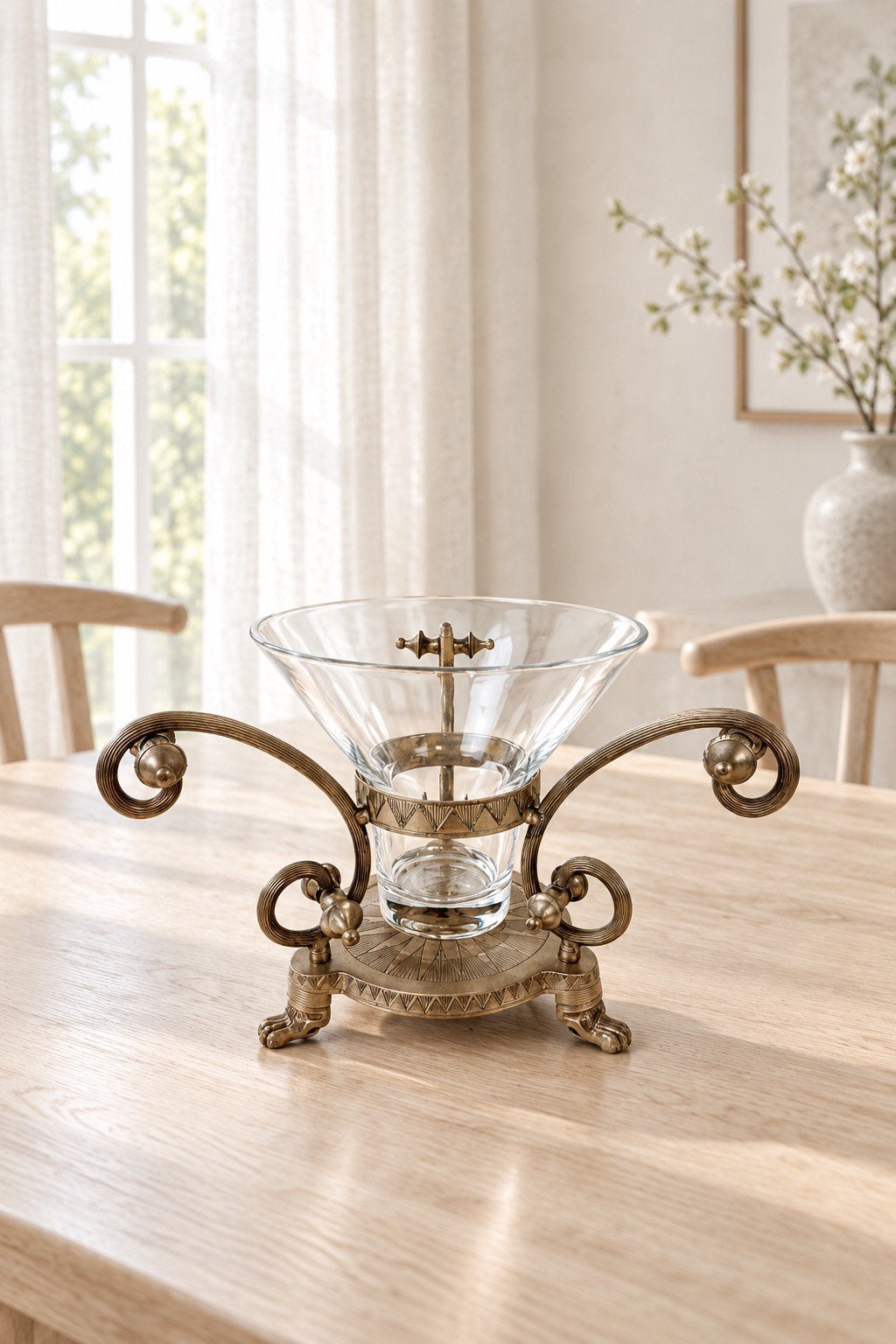 Art Deco tafel-epèrge / Centerpiece met glazen schaal, Huis en Inrichting, Ophalen of Verzenden, Glas