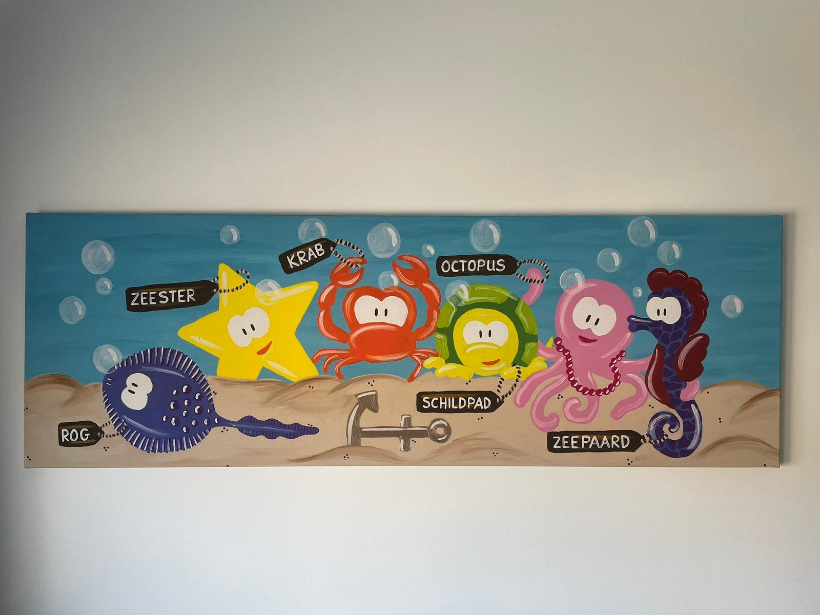 Set met lamp, groot schilderij en 3 kleine schilderijtjes, Ophalen, Gebruikt