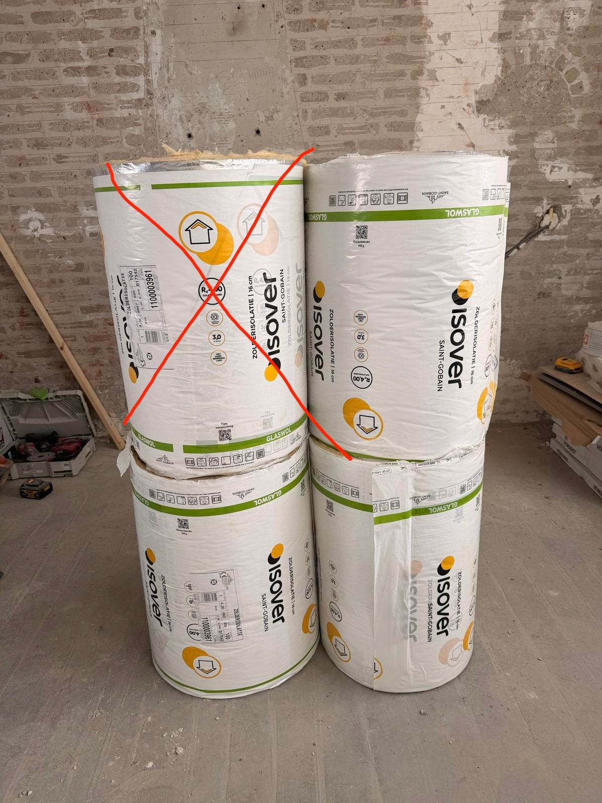 Isolatie Zolderisolatie 16 cm Glaswol (3 rollen), 12 cm of meer, Nieuw, 5 tot 10 m², Glaswol