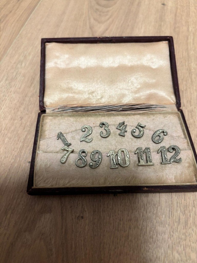 Antieke Zilveren Cijferset in Doosje, Ophalen of Verzenden, Zilver