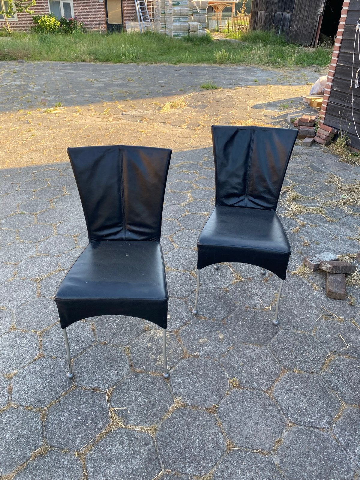 Diverse eetkamer stoelen, Ophalen, Gebruikt, Zwart, Leer