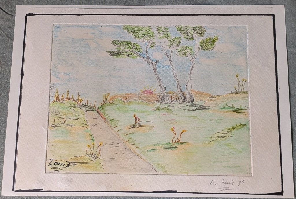 Ingekleurde ets , berken op de heide ., Antiek en Kunst, 2000 tot heden, Ets, Gesigneerd, Ophalen of Verzenden