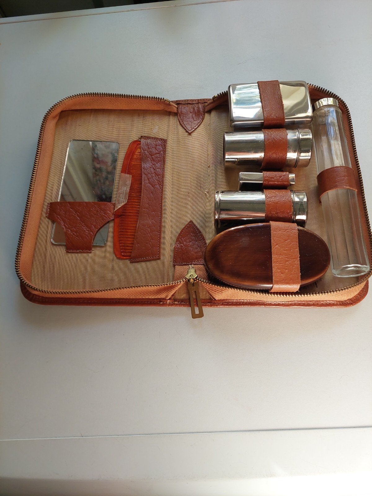 vintage heren toilet etui toilettas, Ophalen of Verzenden, Bruin, Heer