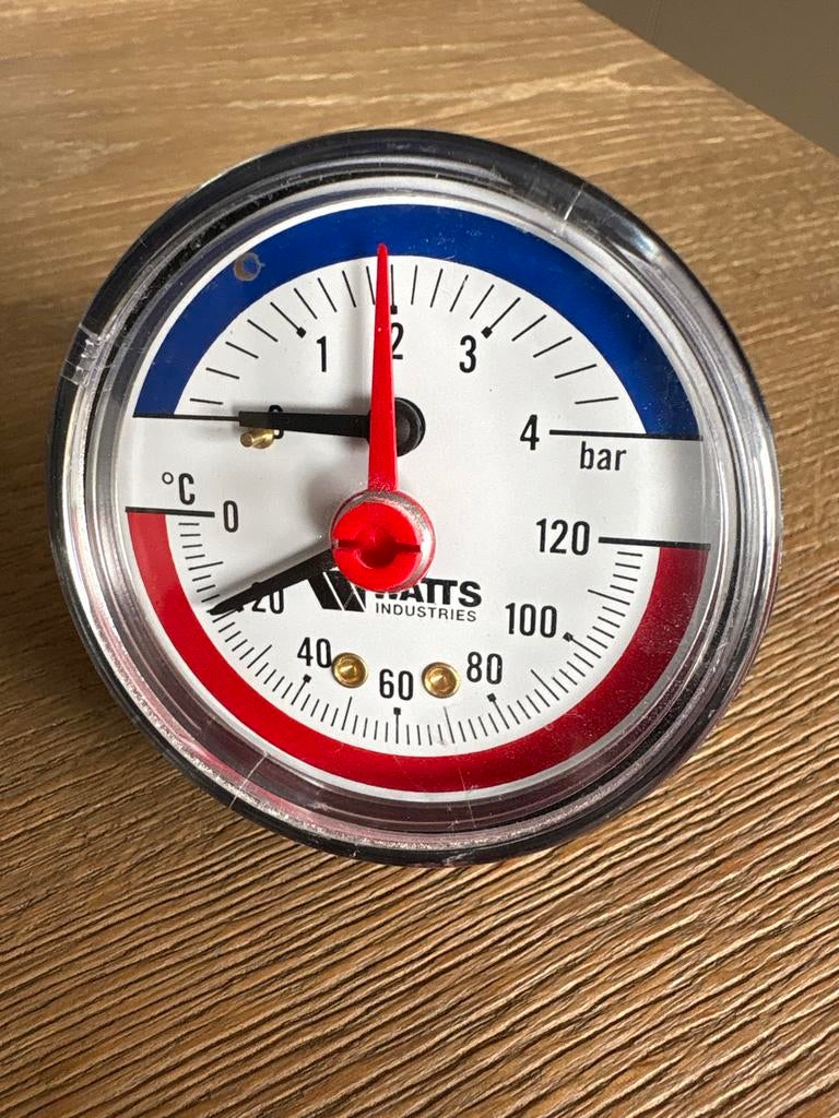 Watts Industries Thermometer Manometer voor CV-installatie, Ophalen of Verzenden, Gebruikt