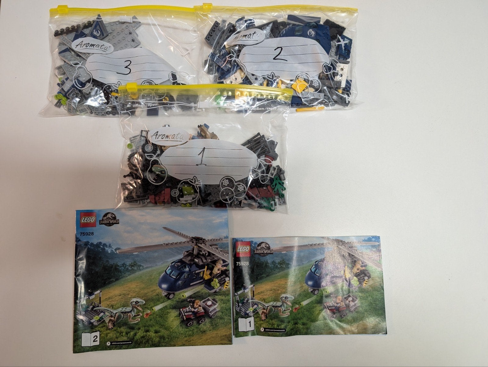 LEGO Jurassic World 75928 Helikopterachtervolging van Blue, Jurassic World, Lego, Ophalen of Verzenden, Zo goed als nieuw