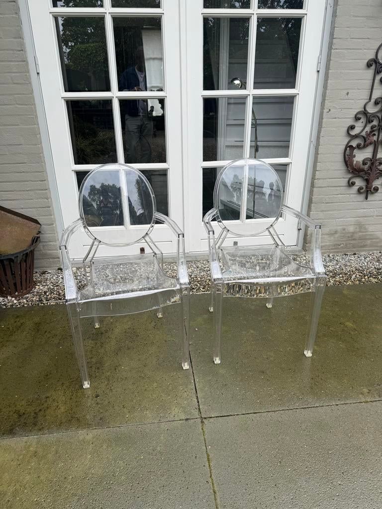 Set van 2 transparante design stoelen (Louis Ghost stijl), Ophalen of Verzenden, Zo goed als nieuw, Overige kleuren, Twee