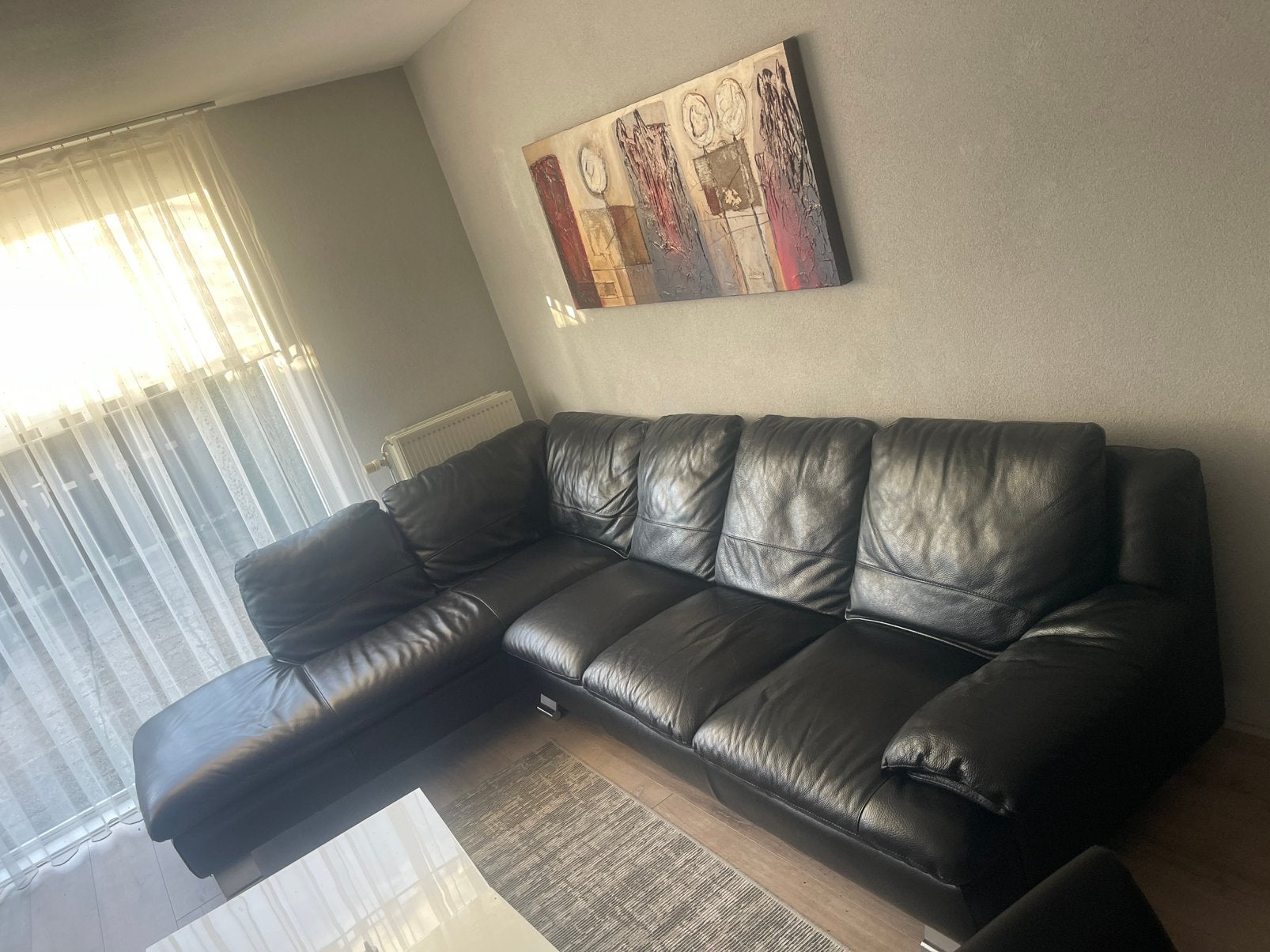 Hoekbank Natuzzi leer 300x230, Ophalen, Gebruikt, Leer