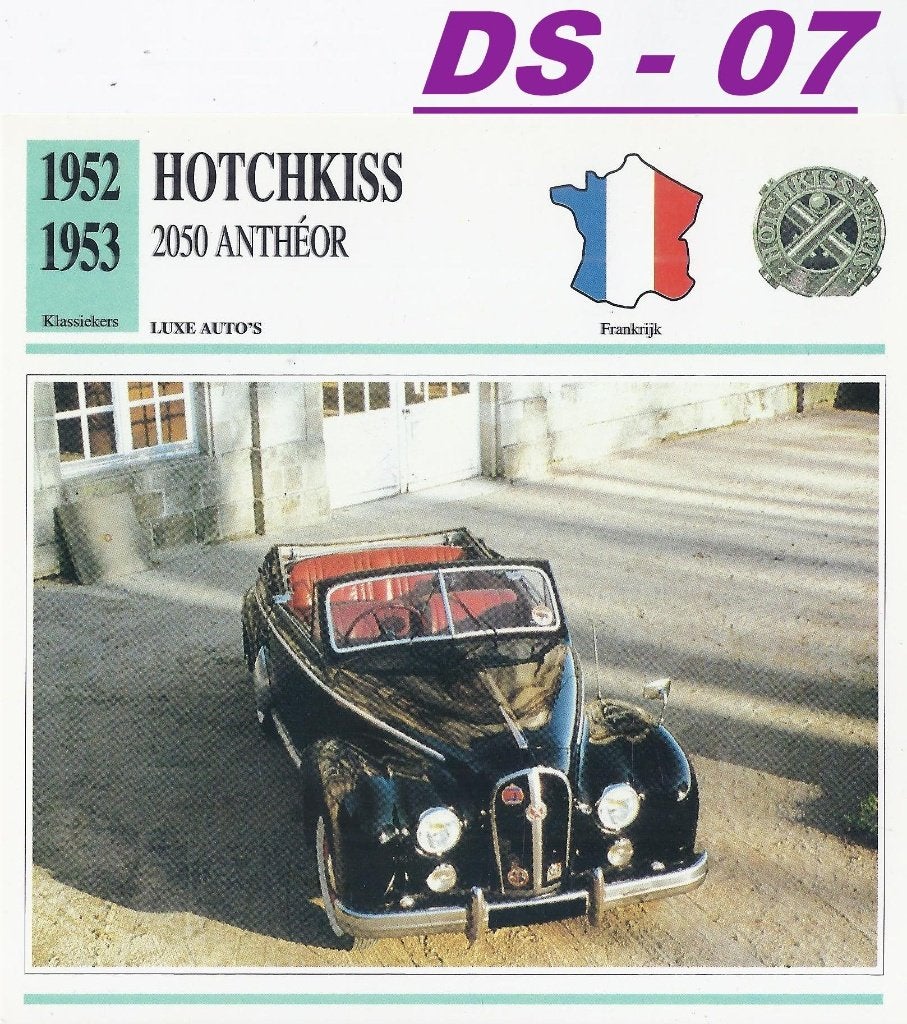 Ds7 autokaart hotchkiss 2050 antheor ( 1952 - 1953), Verzamelen, Ophalen of Verzenden, Zo goed als nieuw, Auto's