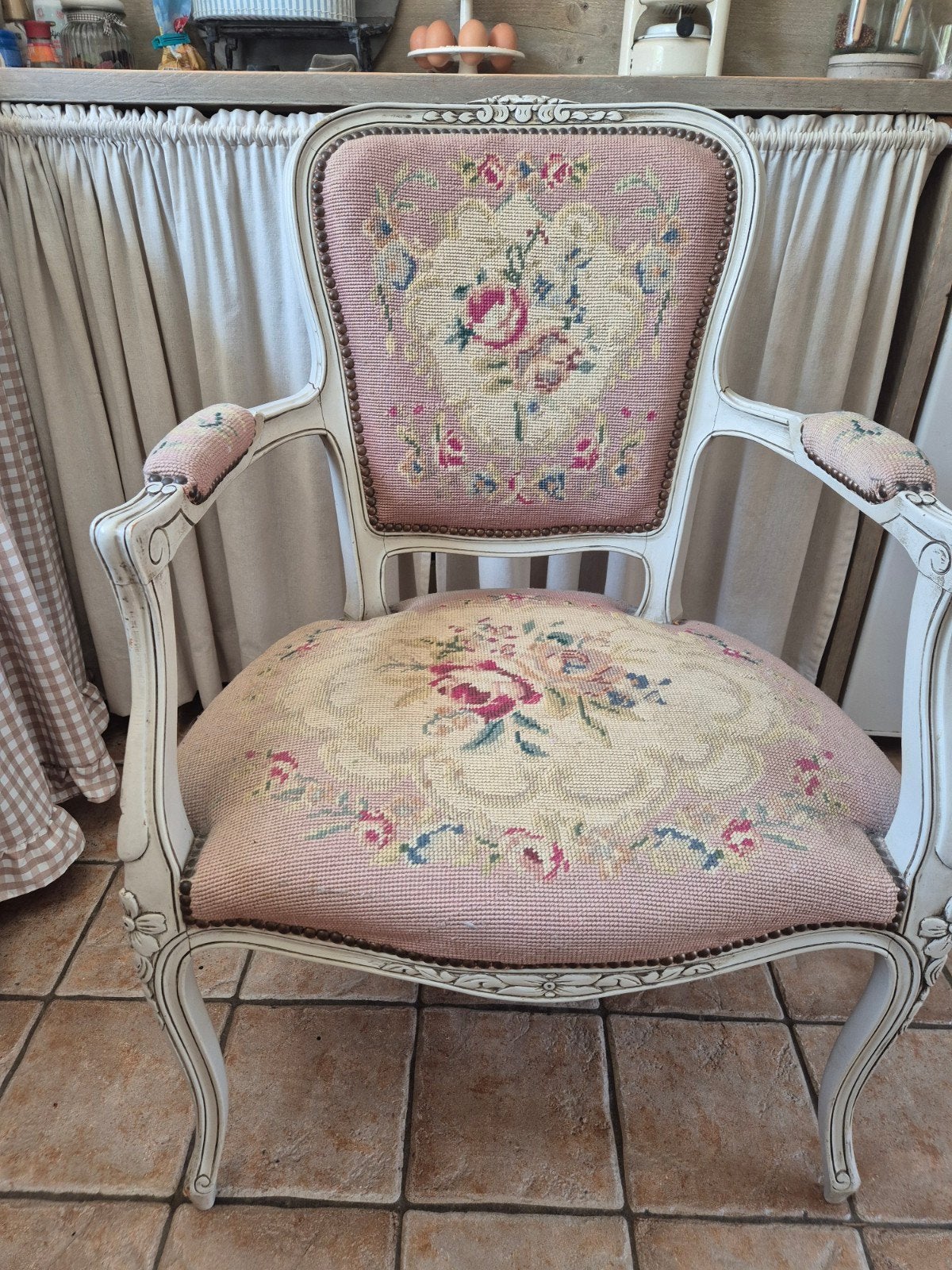 Brocante stoel., Antiek en Kunst, Ophalen