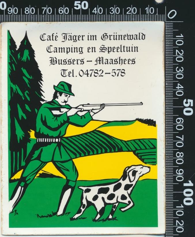 Sticker: Cafe Jager im Grunewald - Bussers - Maashees, Verzamelen, Stickers, Ophalen of Verzenden, Zo goed als nieuw, Bedrijf of Vereniging