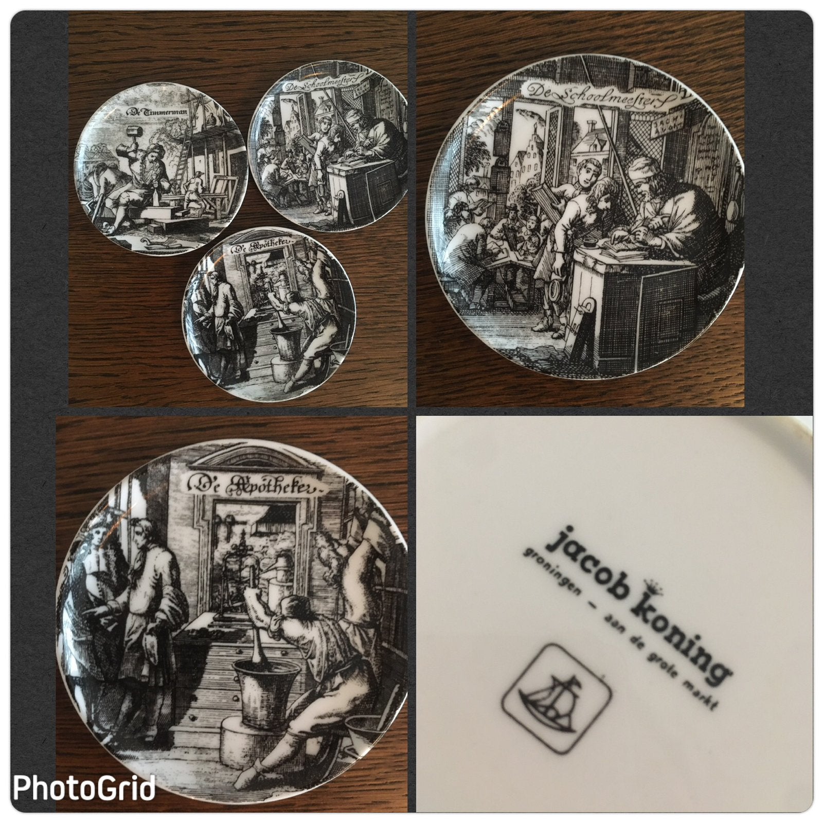 Z.g.a.n/3x kleine wandbordjes beroepen/Jacob koning, Antiek en Kunst, Ophalen of Verzenden