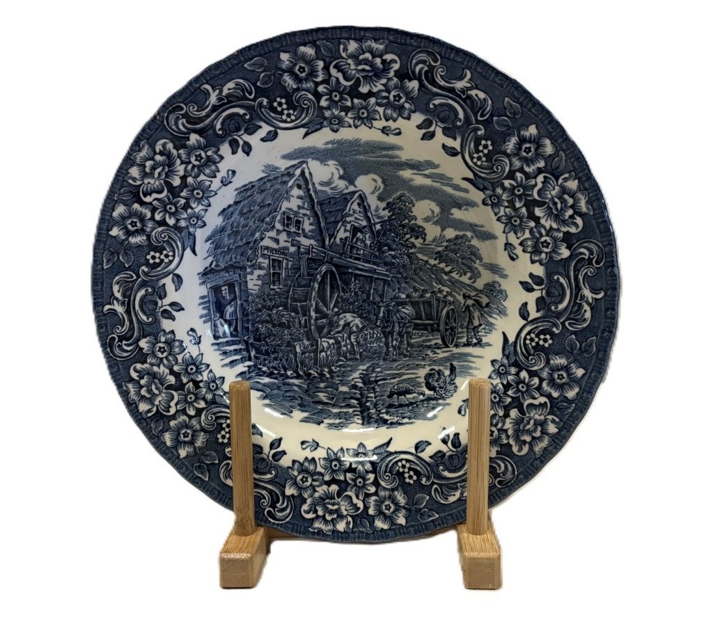 Royal Tudor Ware diep bord 17th Century England, blauw-wit, Royal Tudor Ware (tweedehands product), Gebruikt, Niet bekend (tweedehands product)