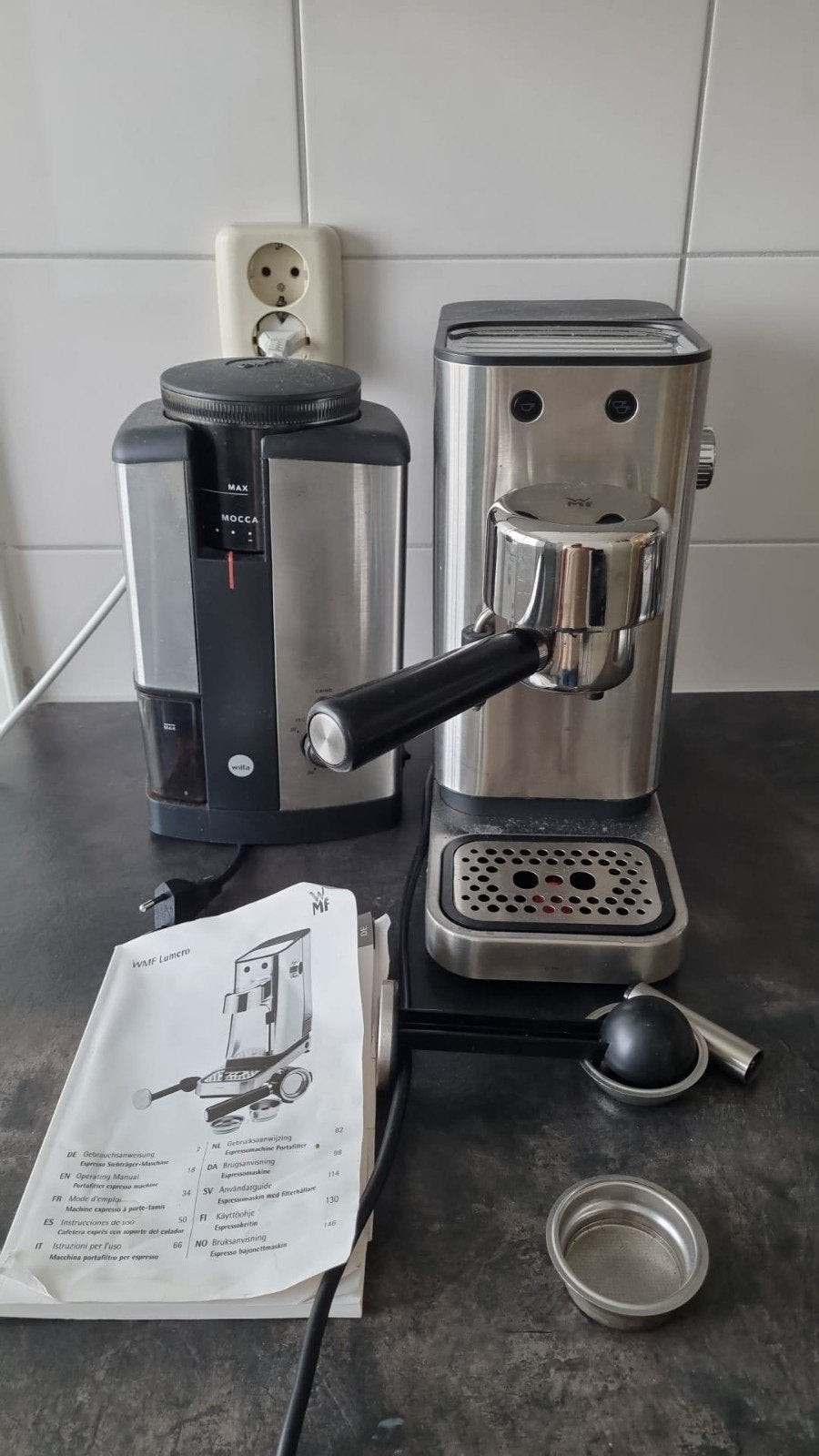WMF Lumero Espresso Machine/Wilfa Svart Nymalt Koffiemolen, Ophalen, Gebruikt
