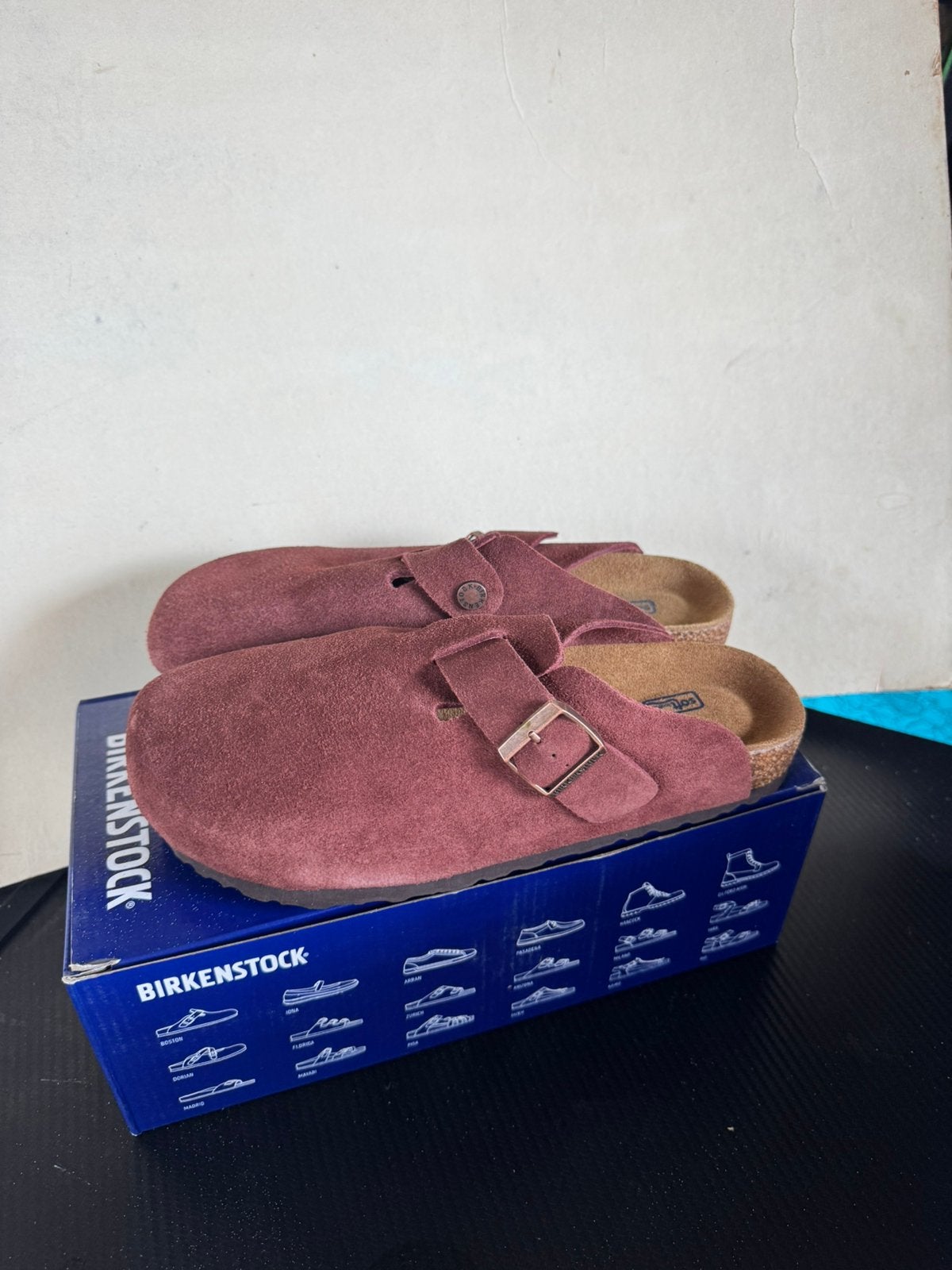 Birkenstock Boston Suede Bordeaux maat 41, Ophalen of Verzenden, Zo goed als nieuw, Overige kleuren