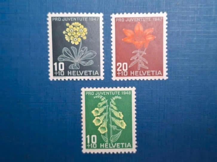 Postzegel Zwitserland 1947 en 48 PF 3 Kinderzegels 22-05, Ophalen of Verzenden, Postfris