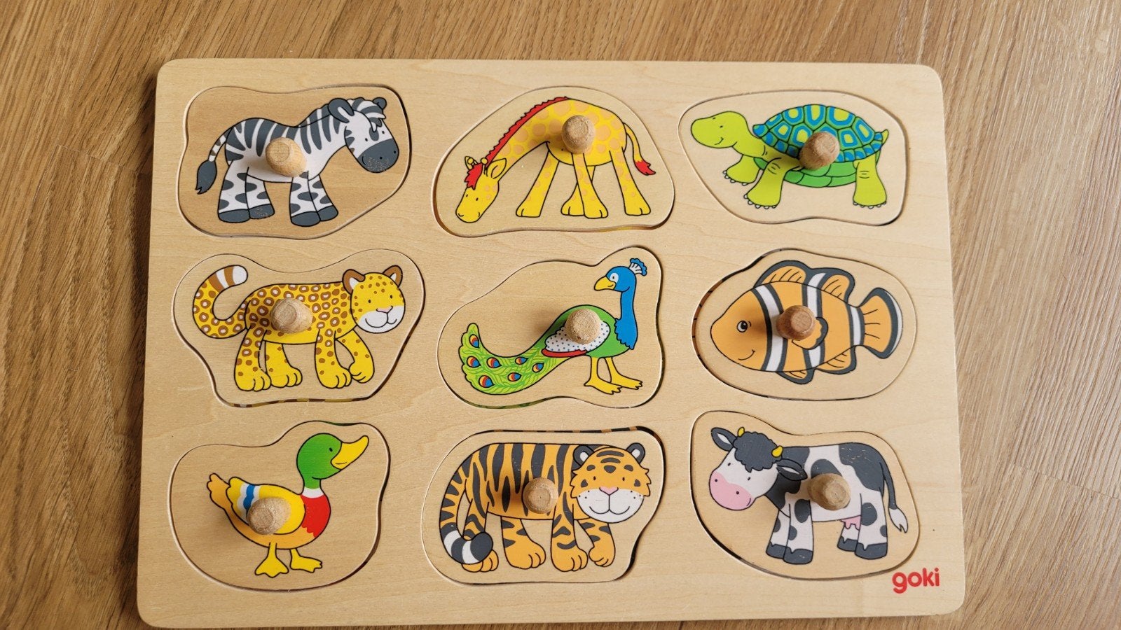 Goki Houten Noppenpuzzel - Educatief en Onderhoudend, Ophalen of Verzenden, Gebruikt, Overige typen
