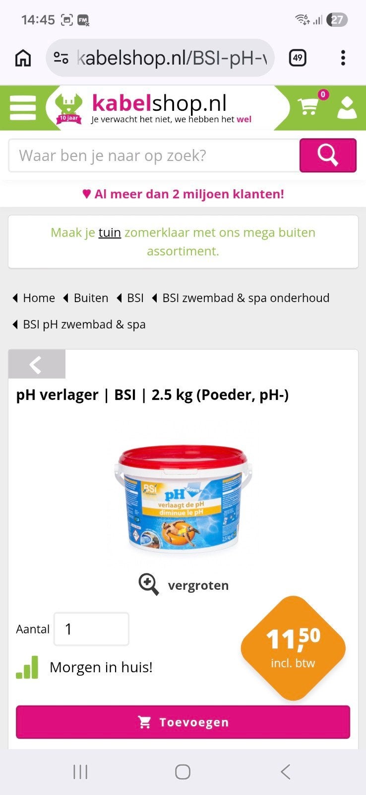 BSI pH Down (Min) Zwembad & Jacuzzi pH-verlager, Ophalen of Verzenden, Nieuw