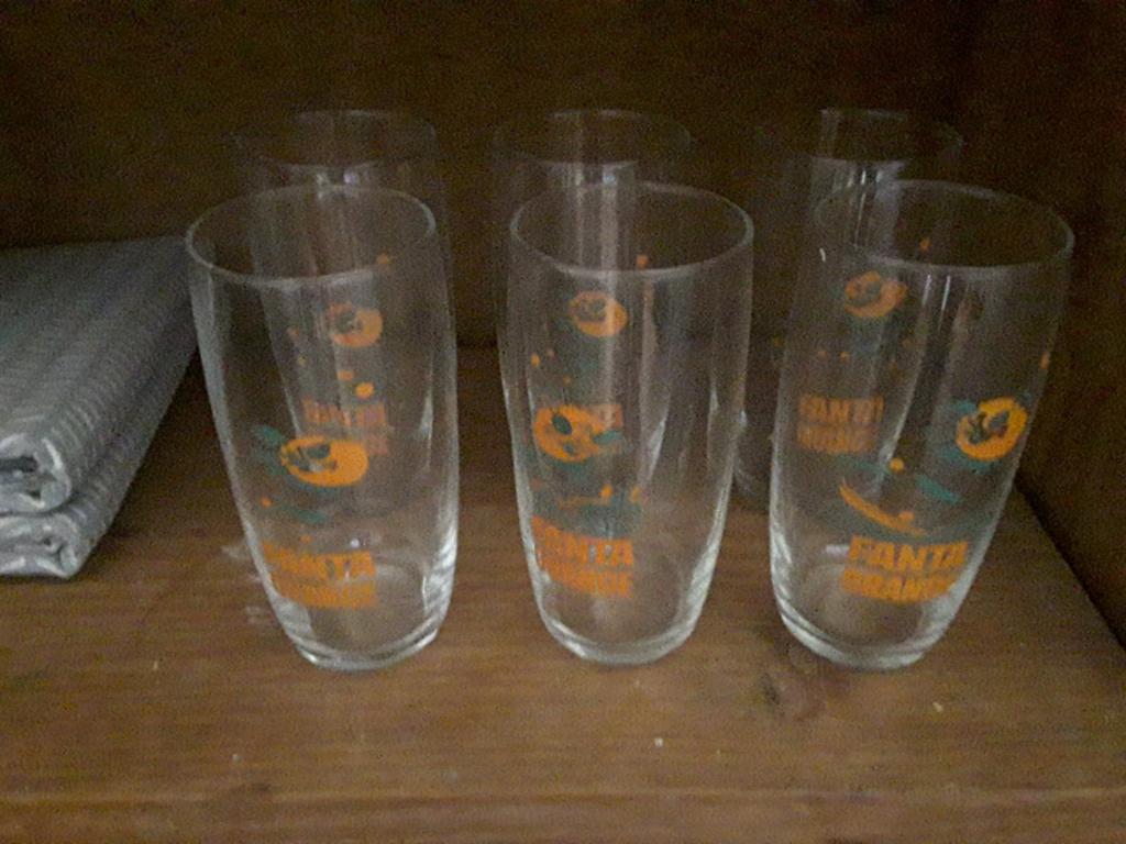 6 Fanta glazen retro, Ophalen, Zo goed als nieuw, Overige typen