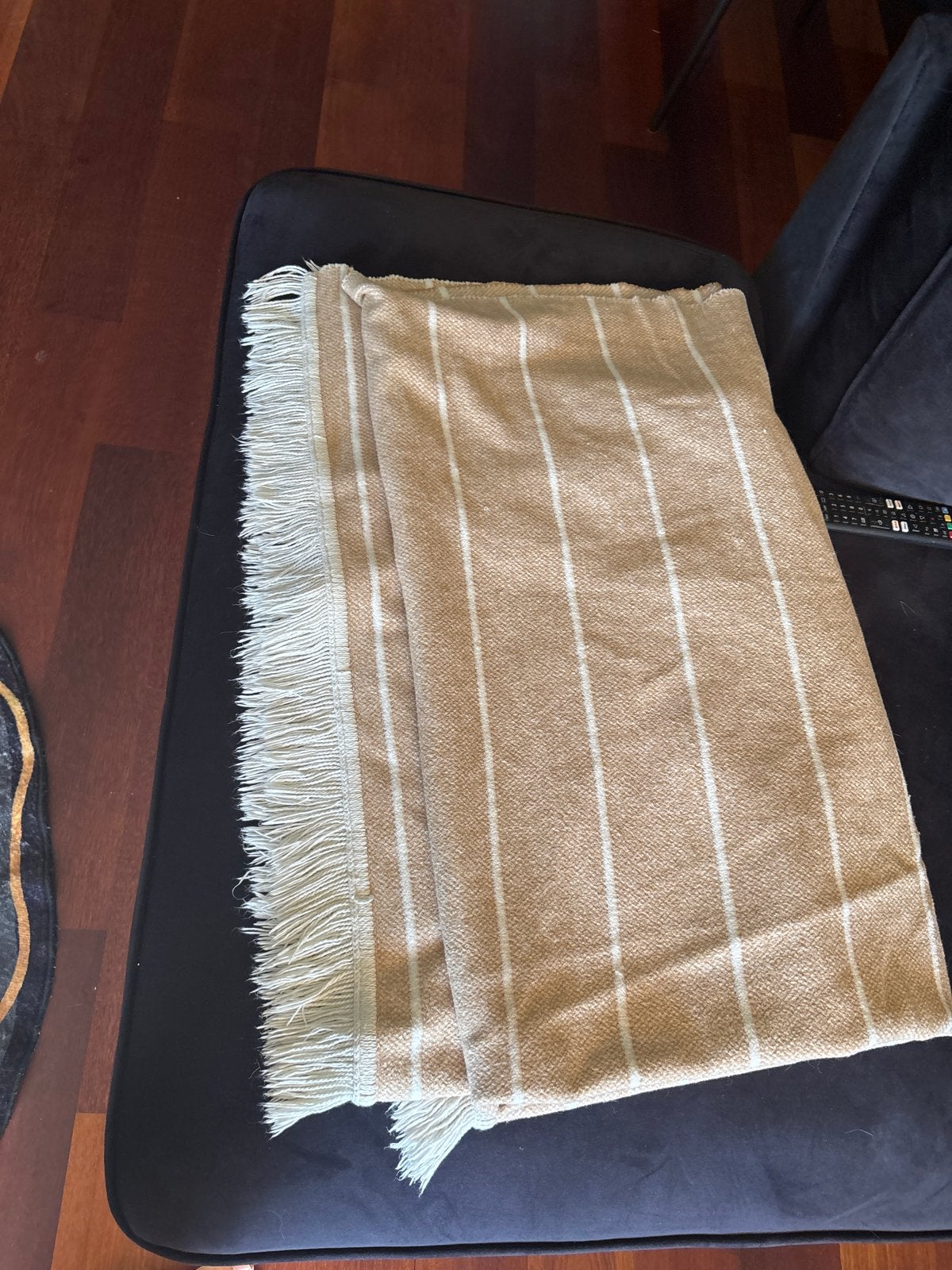 Gestreepte deken/plaid van BLBL, Made in Portugal, Ophalen, 100 tot 150 cm, Beige, 50 tot 100 cm