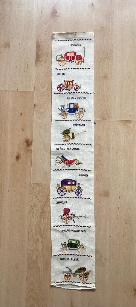 Borduurwerk, zijde, schellekoord, koets, vintage, Hobby en Vrije tijd, Ophalen, Gebruikt, Handborduren, Overige typen