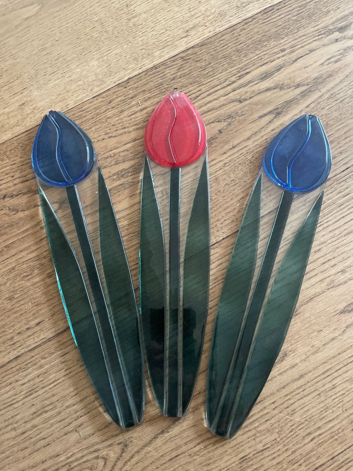 Glazen tulpen decoratie (3 stuks), Ophalen, Zo goed als nieuw, Meerkleurig, Glas