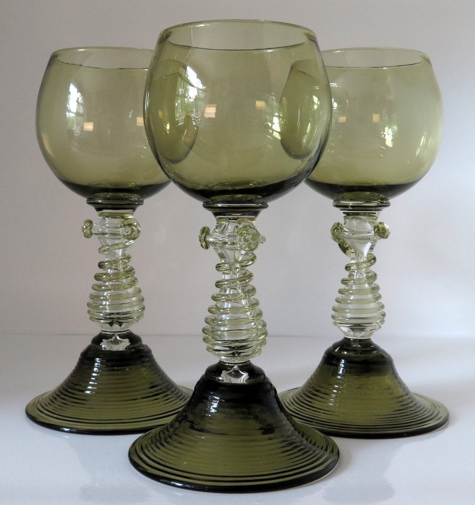 Drie antieke zwitserse wijn roemers; handgemaakt; rond 1850!, Antiek en Kunst, Antiek | Glas en Kristal, Verzenden