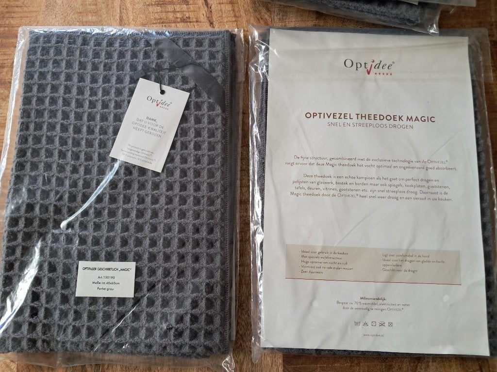 Optidee Optivezel theedoek Magic  NIEUW, Ophalen of Verzenden, Nieuw, Grijs, Theedoek of Handdoek
