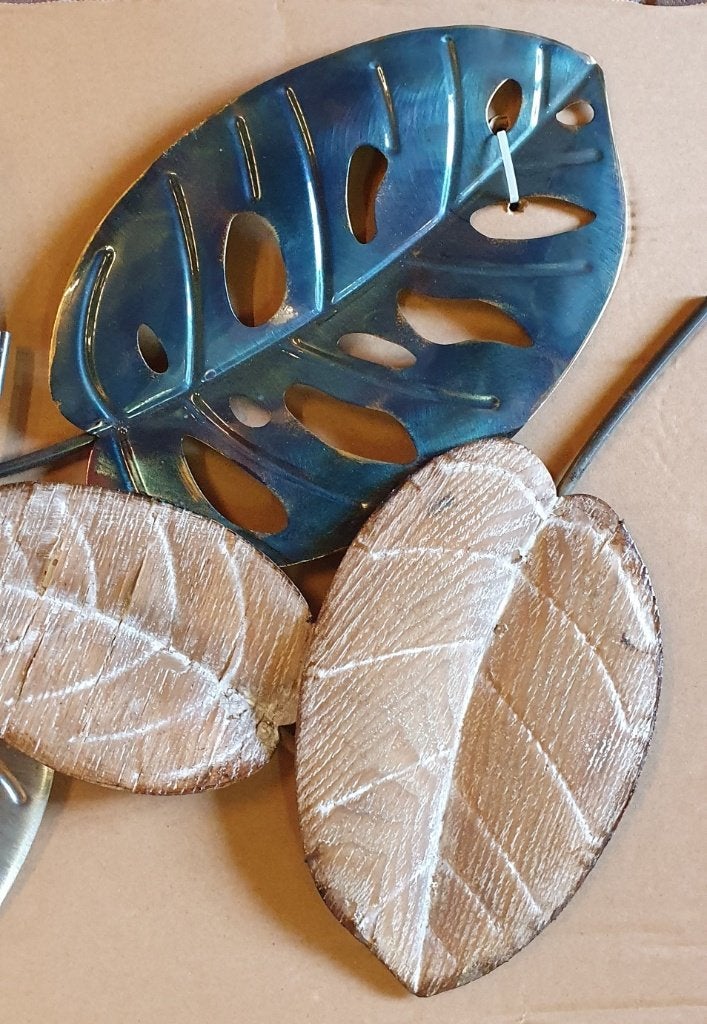8 BLADEREN / wanddecoratie / OPRUIMING, Metaal, Wandhanger, Nieuw, Info@huisentuindecoratiemarie.nl