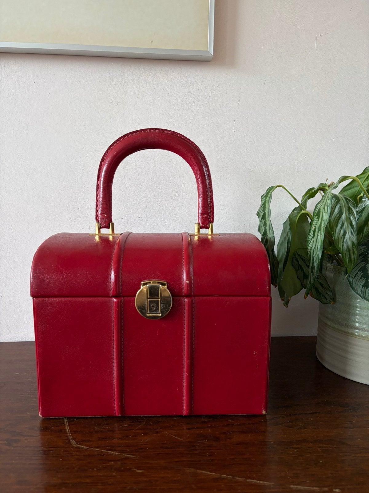 Le Tanneur Beauty Case - Rood Leer, Gebruikt, Ophalen of Verzenden, Met slot, Hardcase