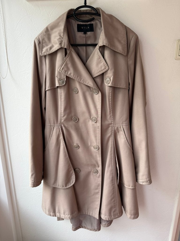 Nieuwe lange bruine trenchcoat jas Vila maat L, Maat 38/40 (M), Bruin, Vila, Nieuw