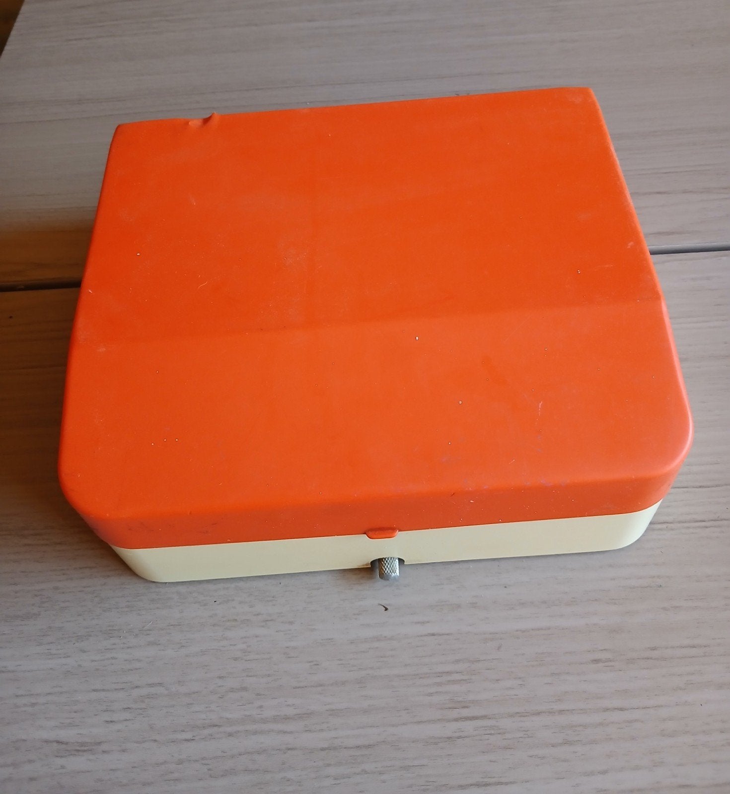 Vintage Vindex keukenweegschaal - Oranje/Wit, Ophalen of Verzenden, Overige typen, Minder dan 50 kg