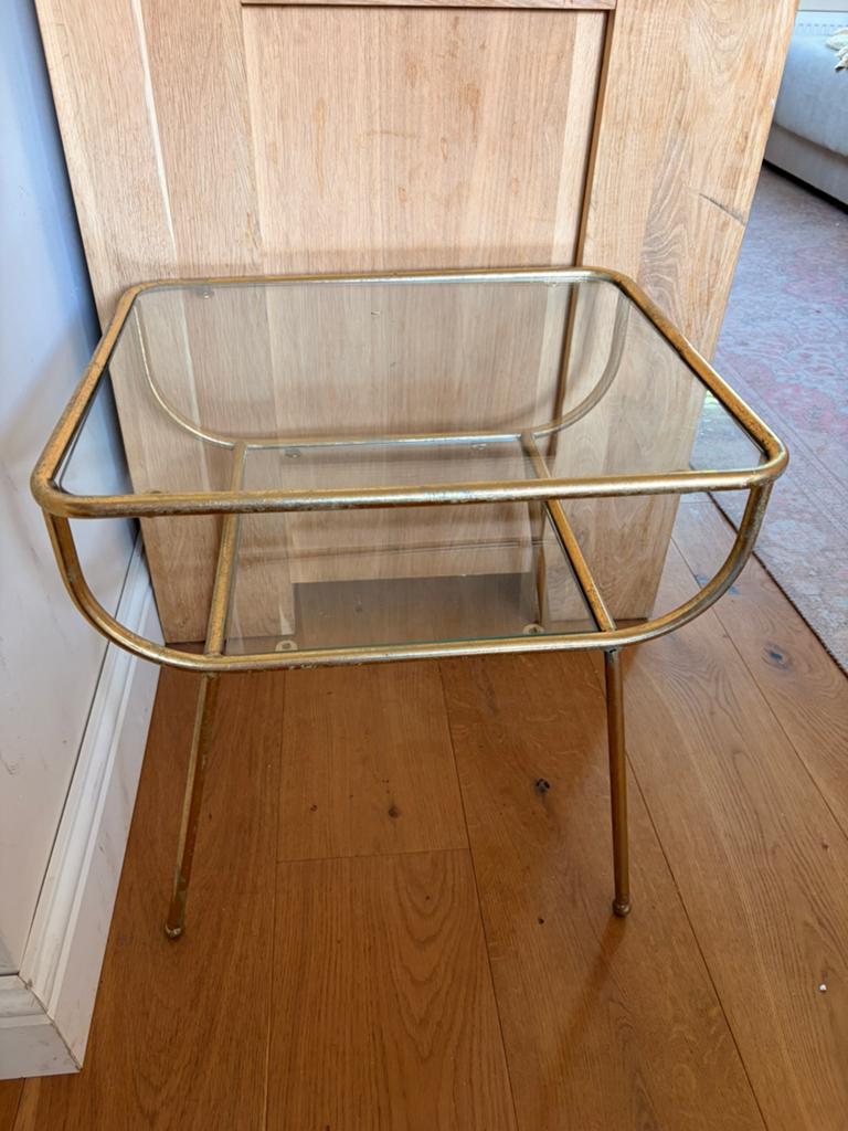 Woood tafeltje, Minder dan 55 cm, Metaal of Aluminium, Zo goed als nieuw, Overige vormen