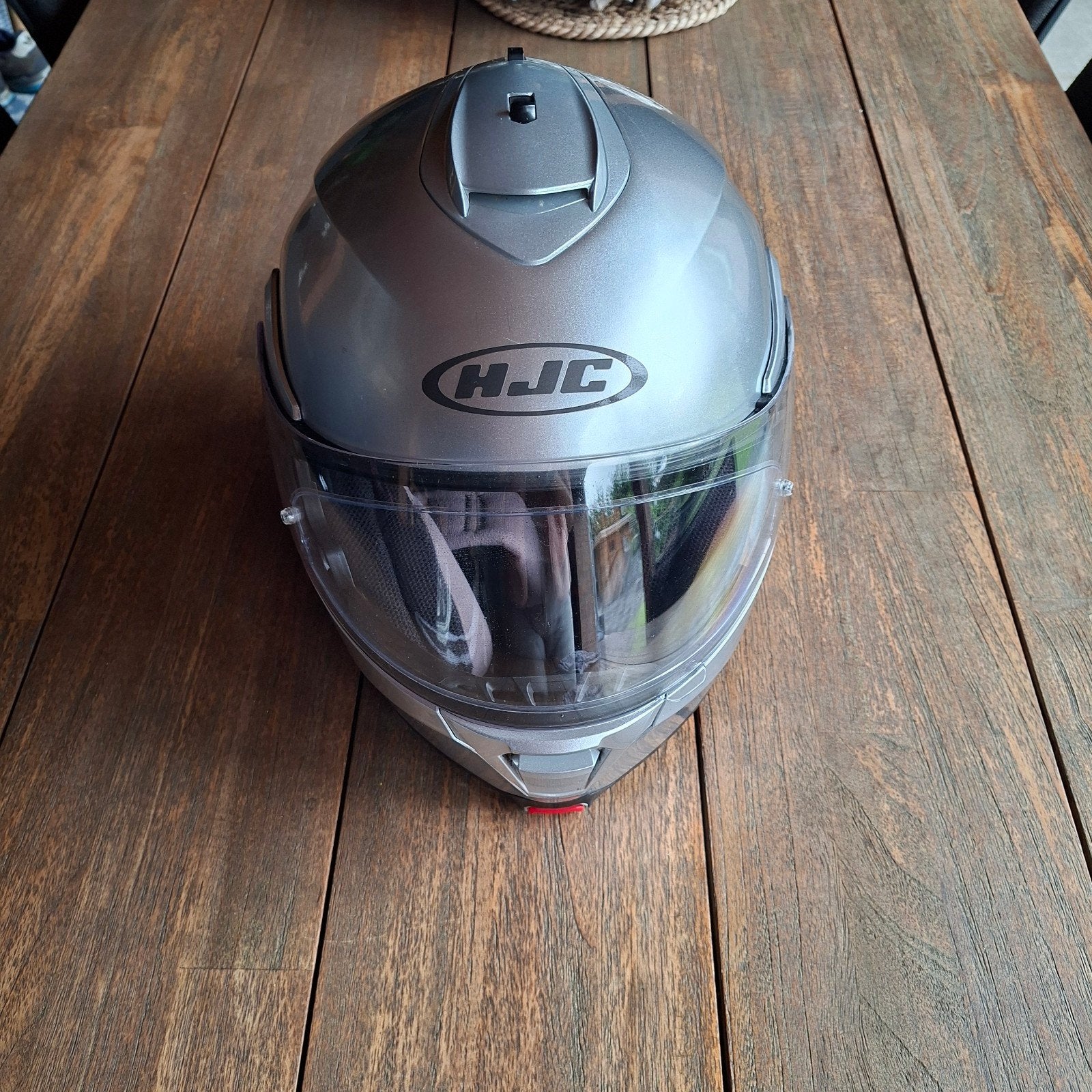 HJC Systeemhelm - Zilverkleurig - Maat S, Motoren, Kleding | Motorhelmen, Ophalen, Systeemhelm, Dames, HJC