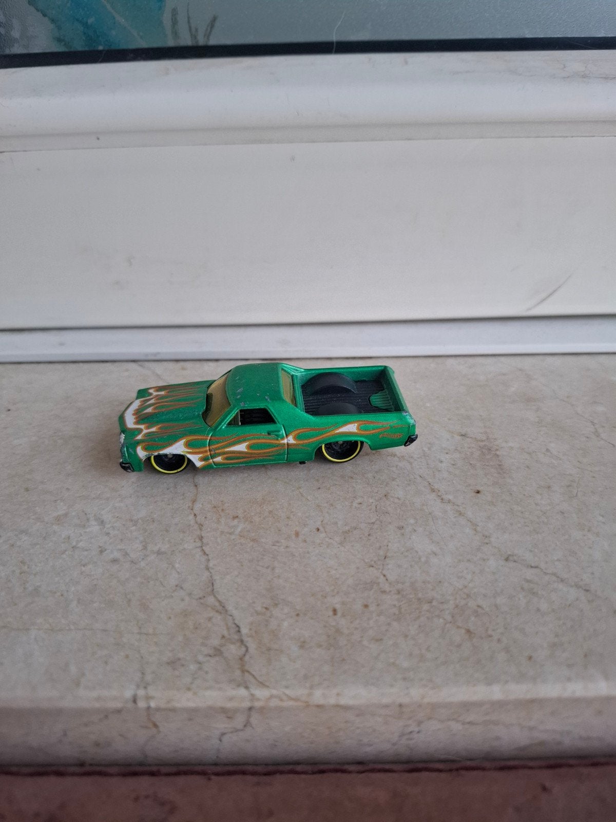 Hot Wheels El Camino Groen met Vlammen, Ophalen, Gebruikt, Auto