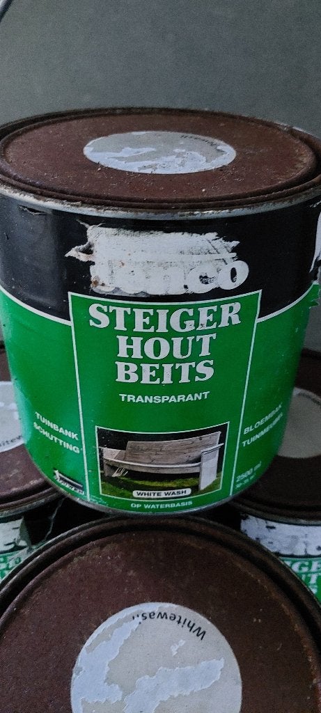 Te koop Steigerhout beits Whitewash 2.5l, Wit, Nieuw, Beits, Ophalen of Verzenden