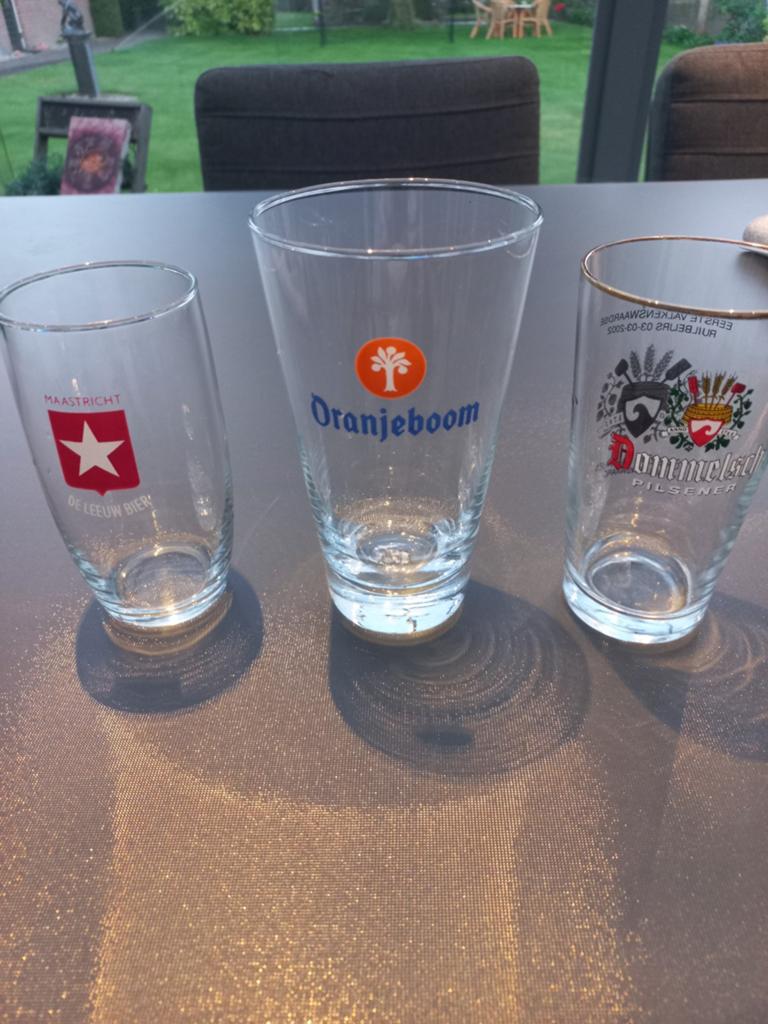 Bierglazen: Oranjeboom, Dommelsch, De Leeuw Bier, Ophalen of Verzenden, Meerkleurig, Overige merken, Glas