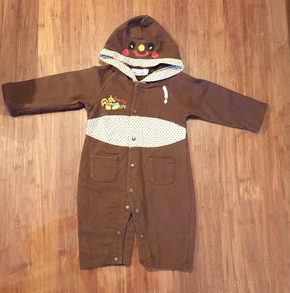 Baby Jumpsuit Met Capuchon Bruin – Maat 90, Kinderen en Baby's, Babykleding | Maat 86, Kikicoko, Jongetje of Meisje, Ophalen of Verzenden