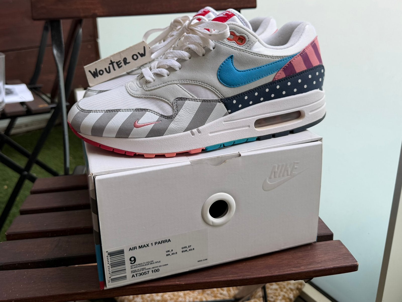 Nike Air Max 1 Parra (2018) US9 EUR 42,5 vnds, Ophalen of Verzenden, Zo goed als nieuw, Overige kleuren, Sneakers of Gympen