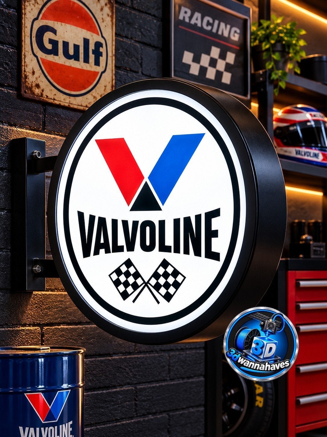 Valvoline Dubbele Lichtbak - Blikvanger voor Mancave/Garage, Ophalen of Verzenden, Nieuw, Lichtbak of (neon) lamp